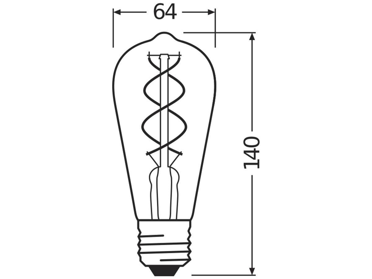 LED-Lampe LEDVANCE Vintage Edison E27 4W 300lm 2000K Ø64×143mm klar Gold
