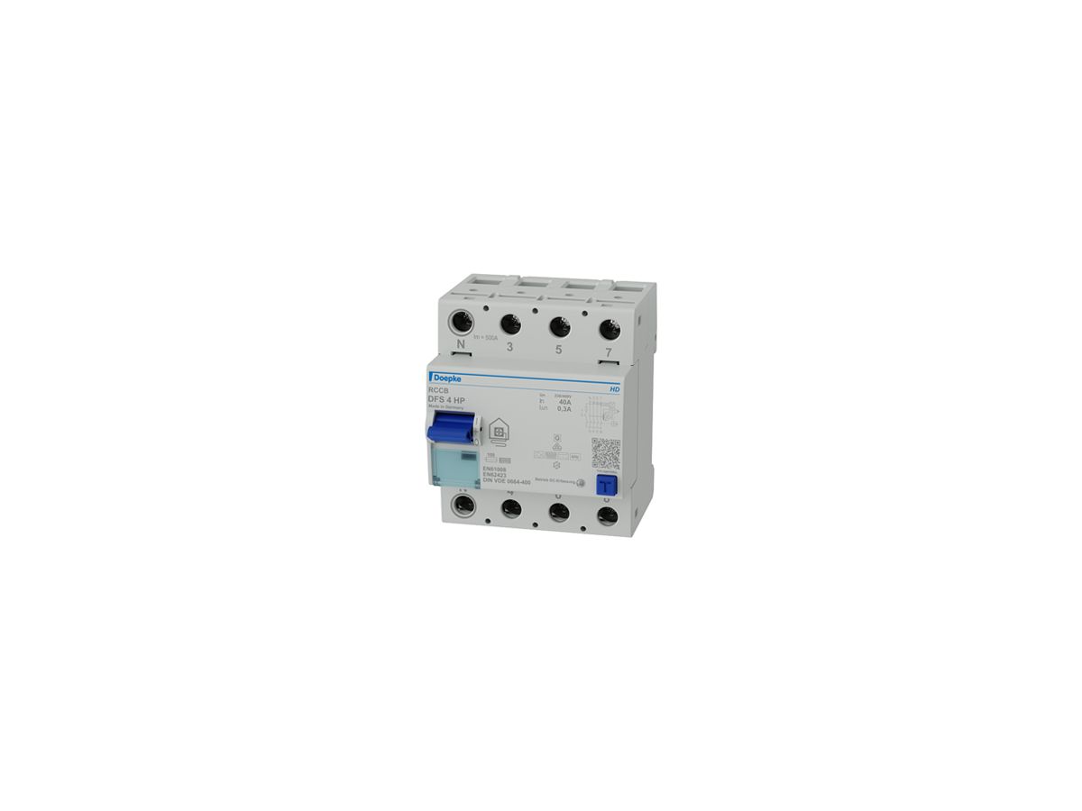 Fehlerstromschutzschalter Doepke DFS4 4P 400V 0.3A B HP 40A 6kA 4TE N-links