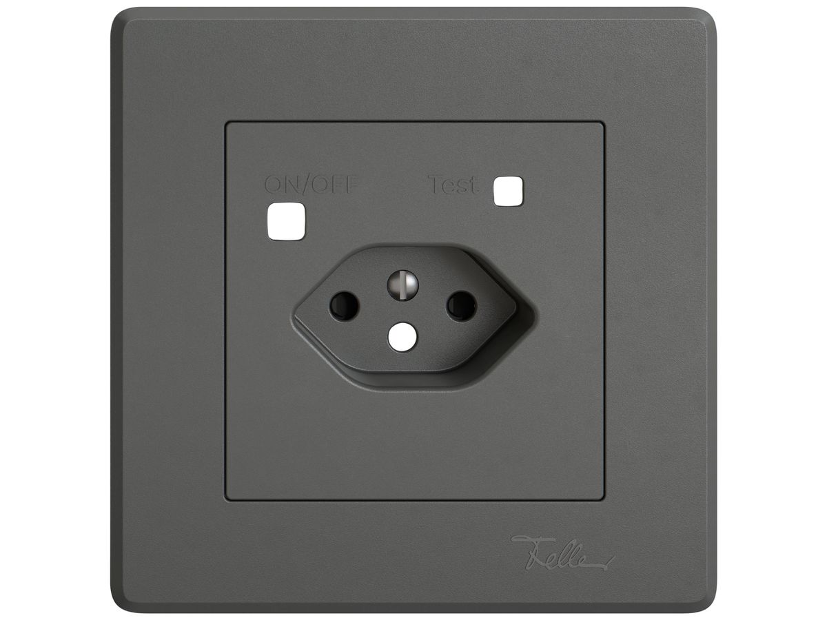 Abdeckset EDIZIO.liv für Fehlerstrom-Schutzsteckdose 96×96mm dunkelgrau