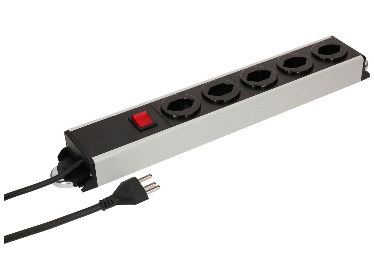 Steckdosenleiste MH POWER LINE 16A Schalter 5×T23 1.5m grau-schwarz 2×Magnet