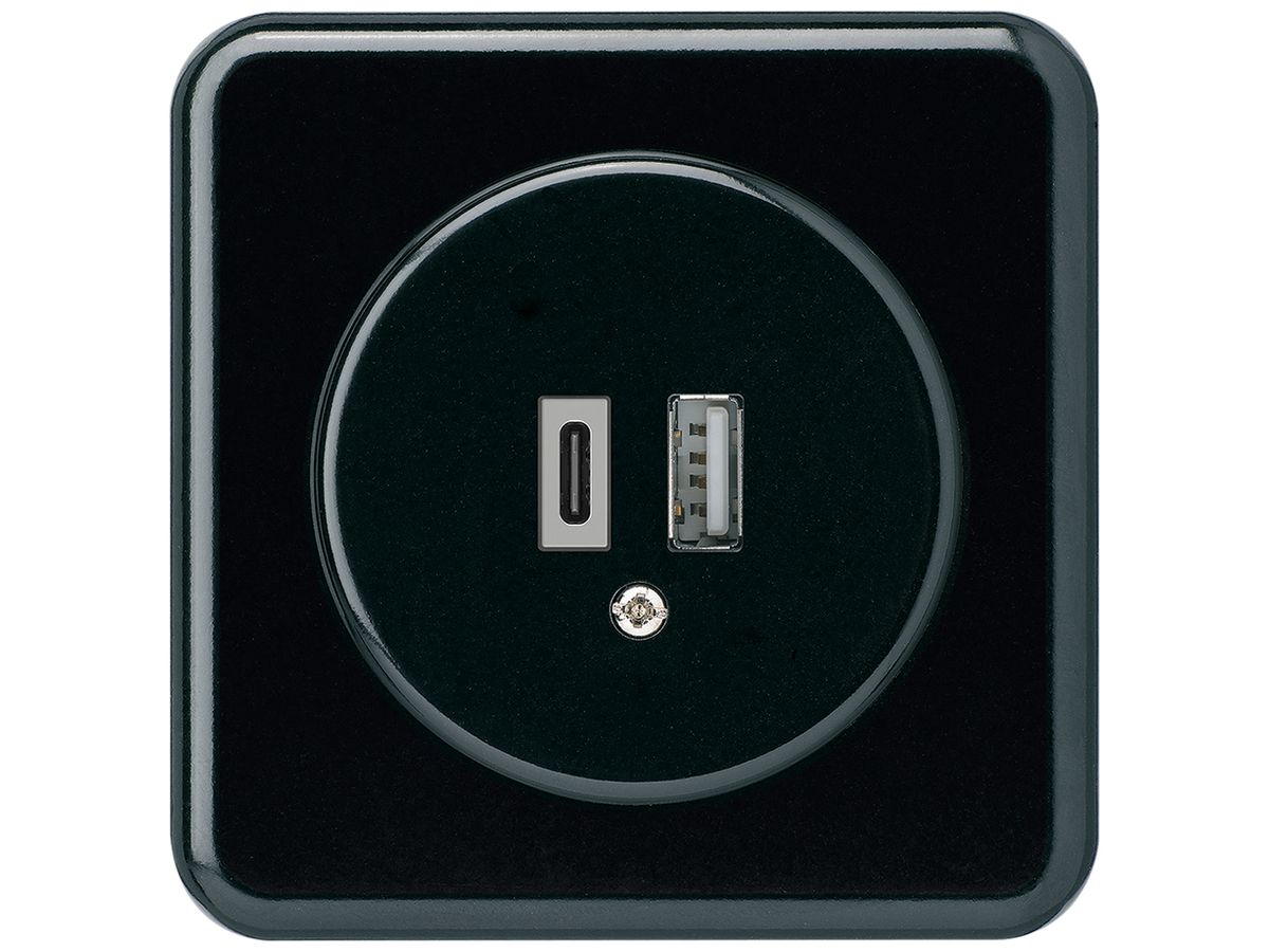 UP-USB-Ladesteckdose basico 18W PD 1×Typ A 1×Typ C m.Abdeck-&Befestigungspl. sz
