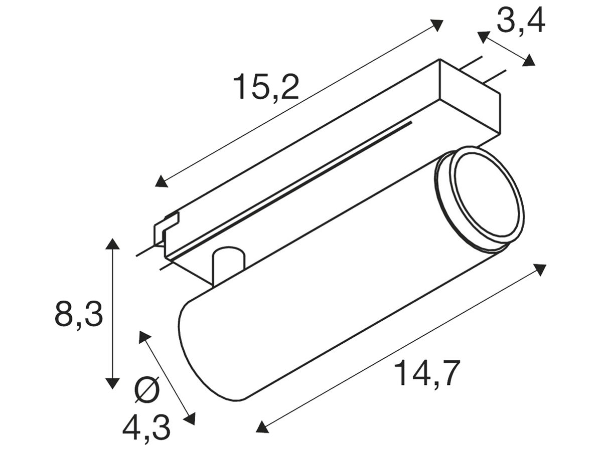 LED-Spot SLV GRIP M 1×20W 1900lm 930 42° DIM AD1PH Ø43×147mm weiss