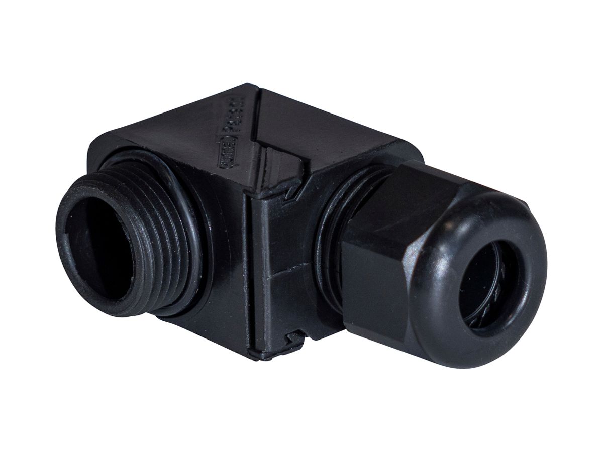 Kabelverschraubung 90° PG16 für Kabel Ø7…12mm 10mm PA IP68 schwarz