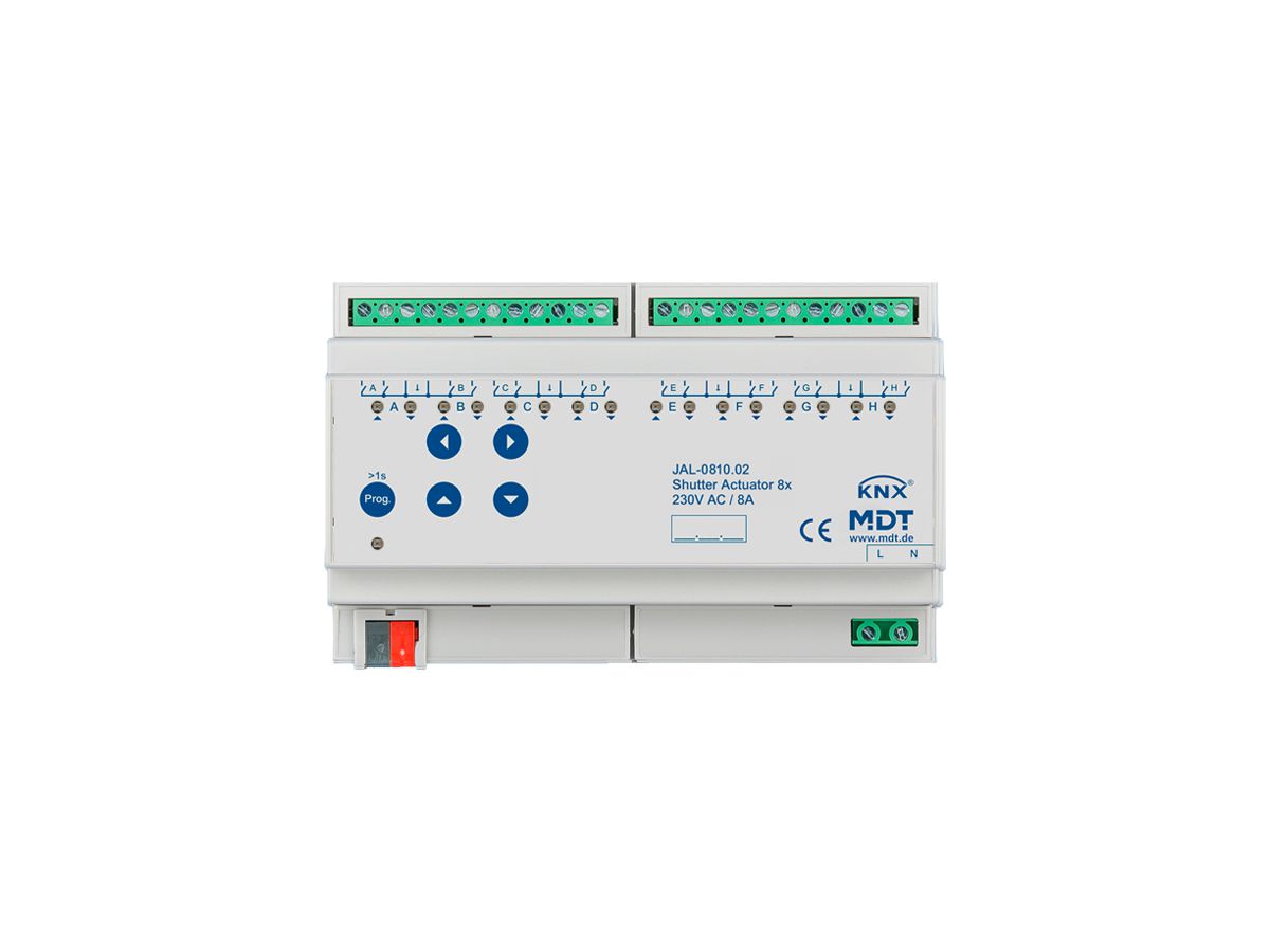 REG-Jalousieaktor KNX MDT JAL-0810.02 8-Kan 8A 300W 230VAC 8TE