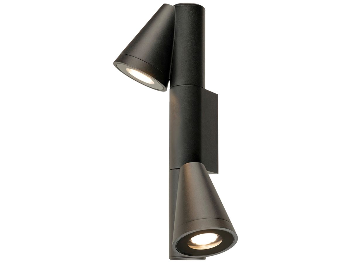 Wandleuchte SLV T-TUBE GU10 2×10W IP65 DIM 433×180mm schwarz