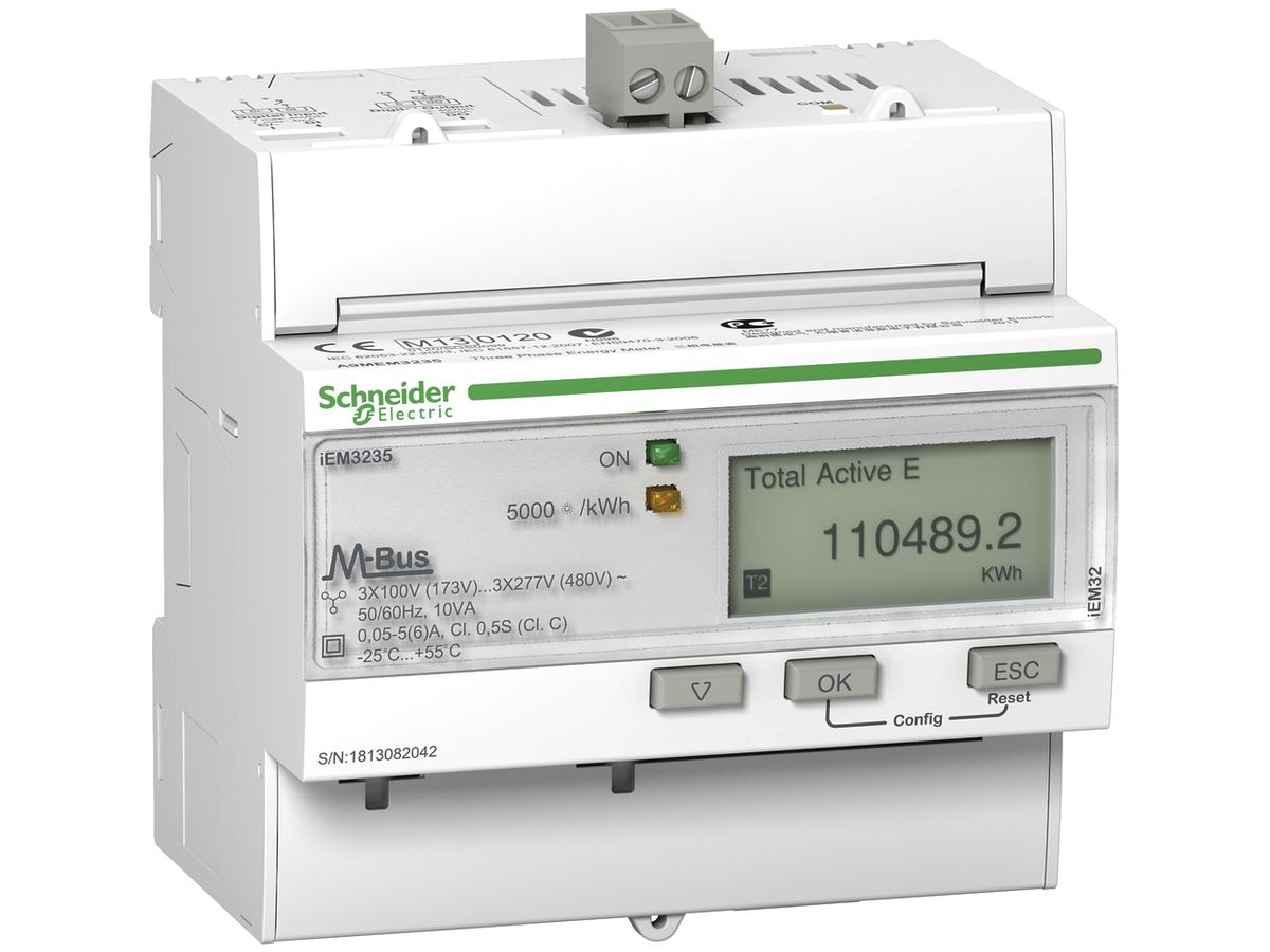 REG-Energiezähler Schneider Electric iEM3235 MID 3P+N Wandler M-Bus Imp./Export