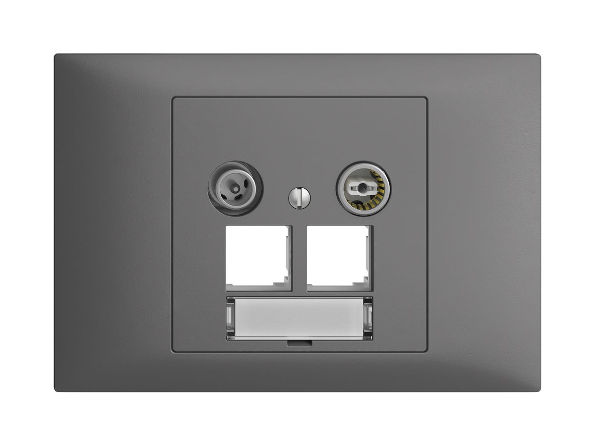 EB-Multimediadose EDIZIOdue BKE EASYNET 11dB, f.2×RJ45 S-One, dunkelgrau