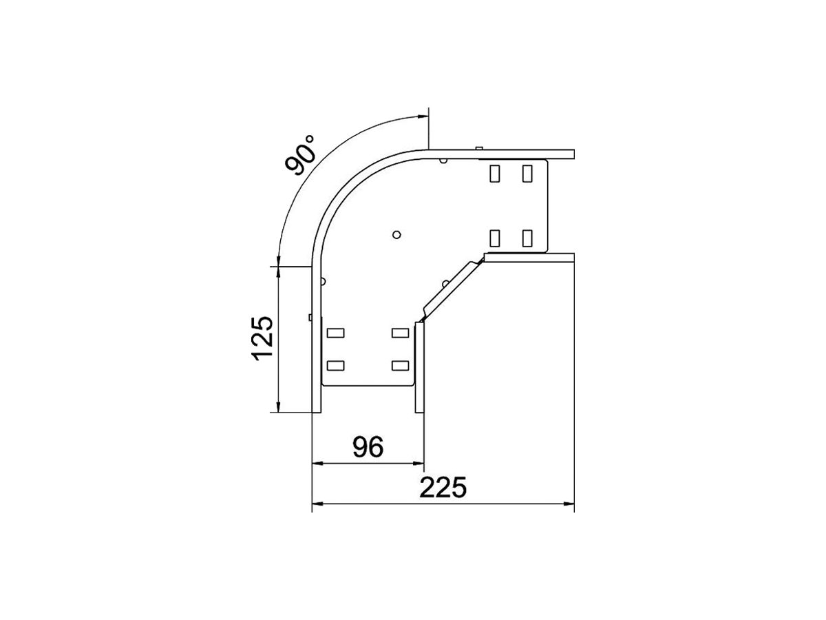 Bogen BET RB 90° 85×100mm Stahl bandverzinkt