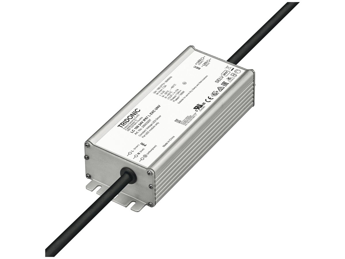 LED-Konverter Tridonic LC 100 24V IP67 L EXC UNV, 100W, 24VDC, 178×68×39mm