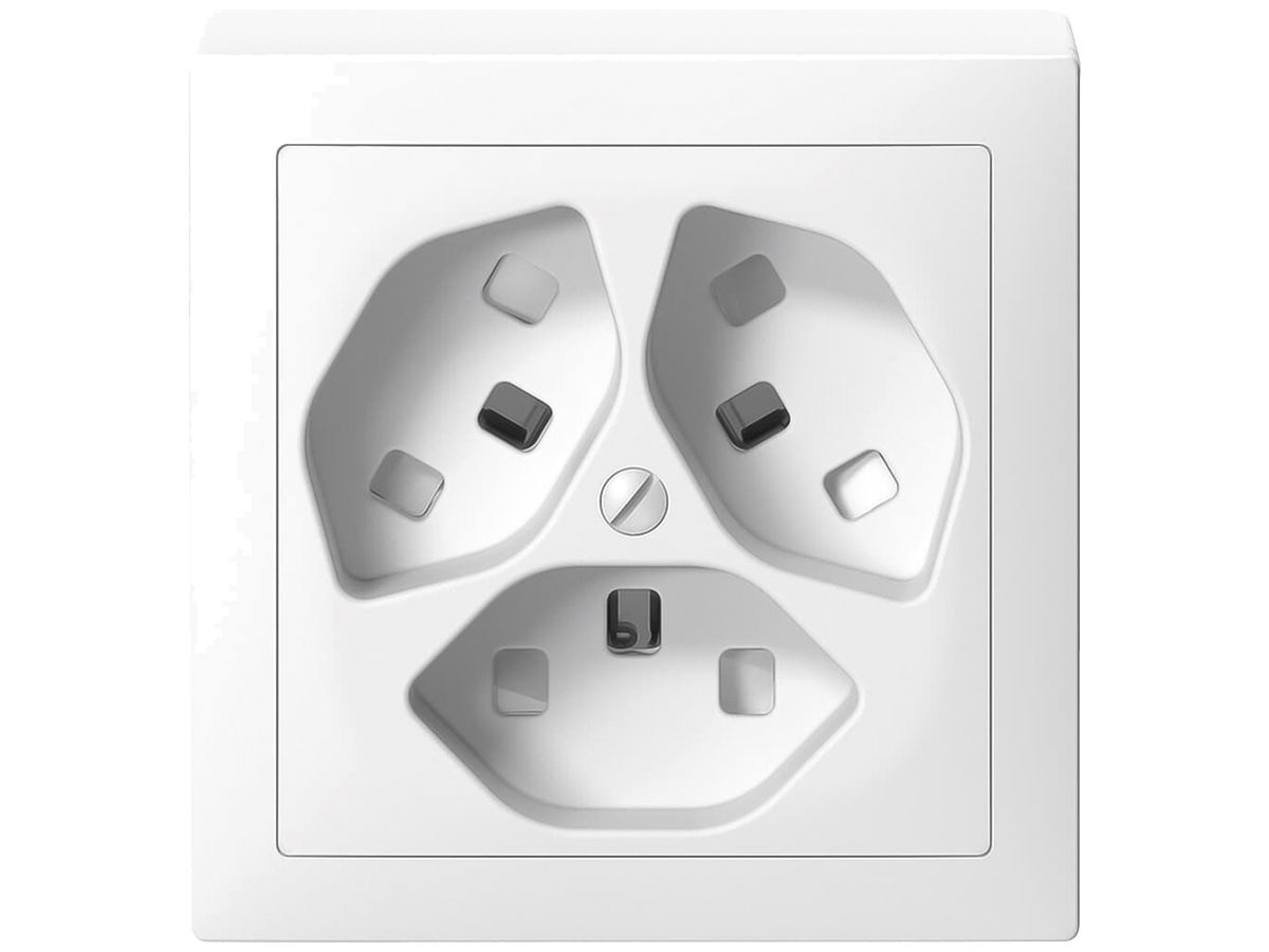 AP-Steckdose SIDUS 3×T23 weiss mit shutter