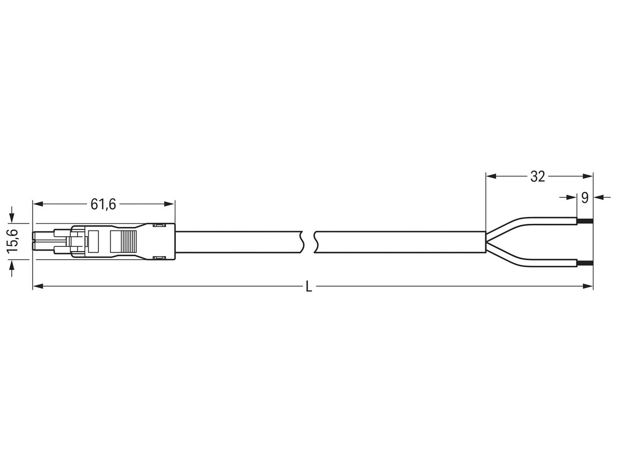 Anschlussleitung MINI 2×1.5mm² 16A 250V 5m Cod.I Buchse-freie Ende blau Cca