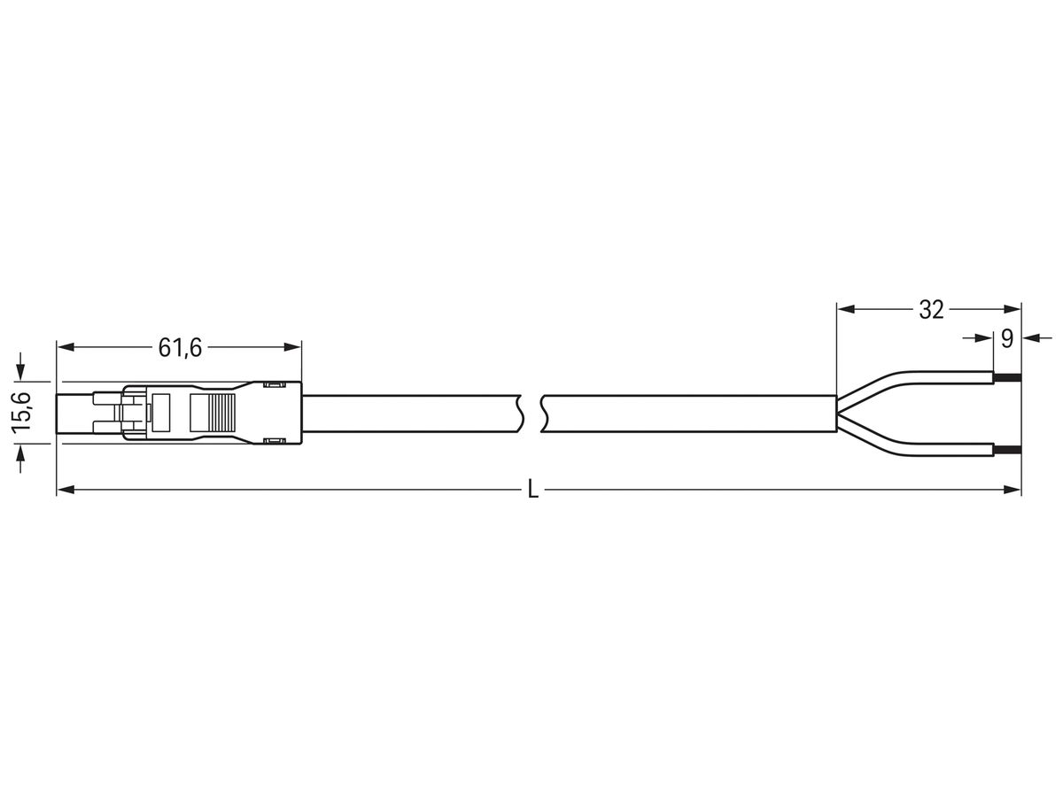 Anschlussleitung MINI 2×1.5mm² 16A 250V 1m Cod.I Stecker-freies Ende blau Cca
