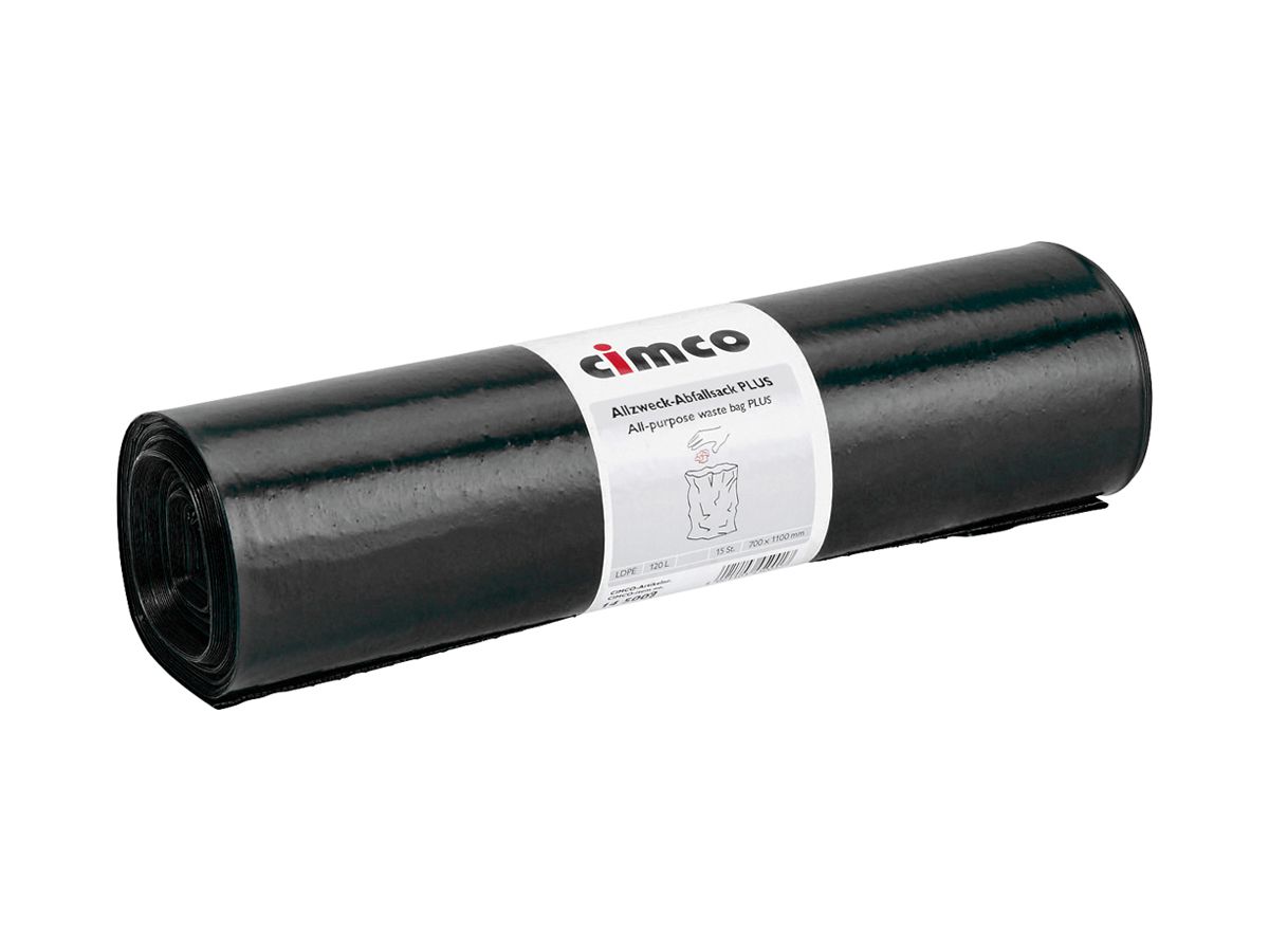 Abfallsack Cimco PLUS 120l LDPE schwarz 0.07mm