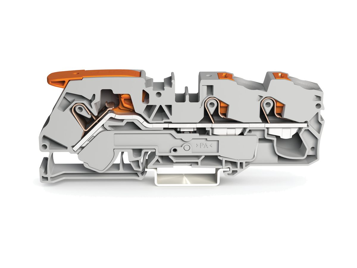 Durchgangsklemme WAGO TOPJOB-S 16mm² 3L grau Serie 2116