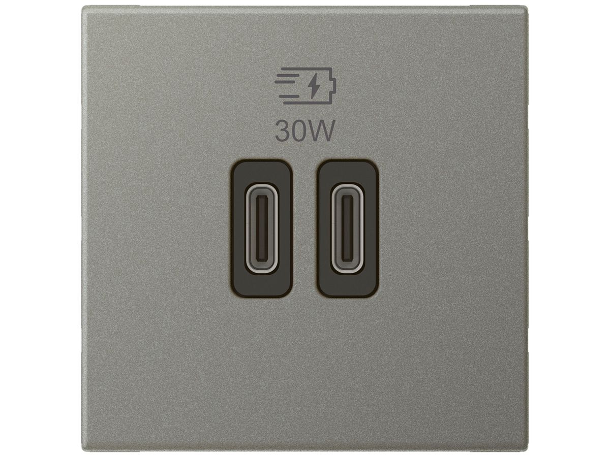 EB-USB-Ladesteckdose Legrand MOSAIC 2×USB-C 3000mA OUT:5V magnesium