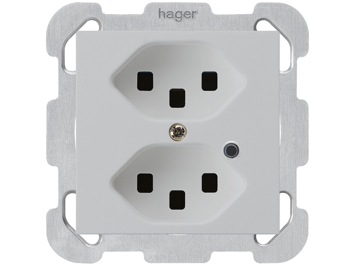 UP-Steckdose Hager kallysto 2×T23 beleuchtet B lichtgrau