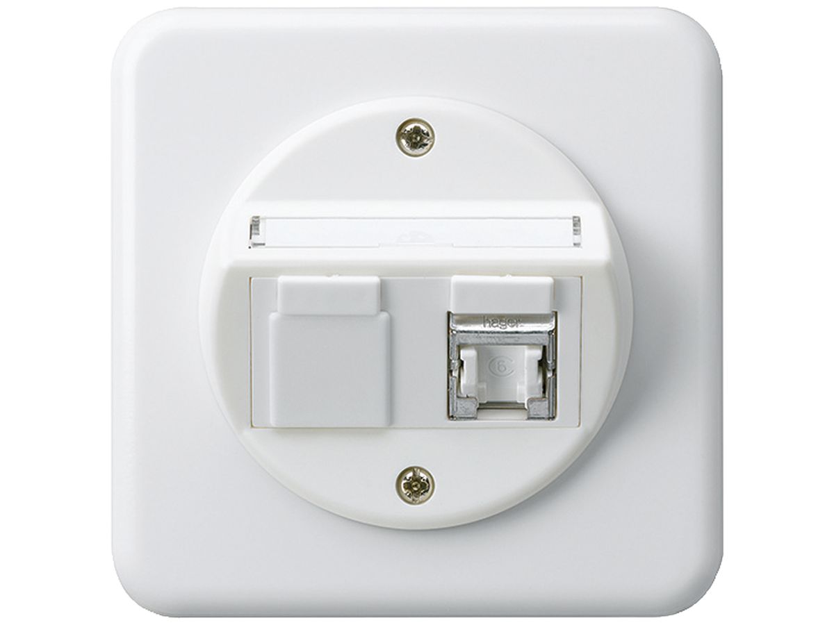 UP-Einsatz basico C Kat.6 1×RJ45/s Schrägauslass weiss