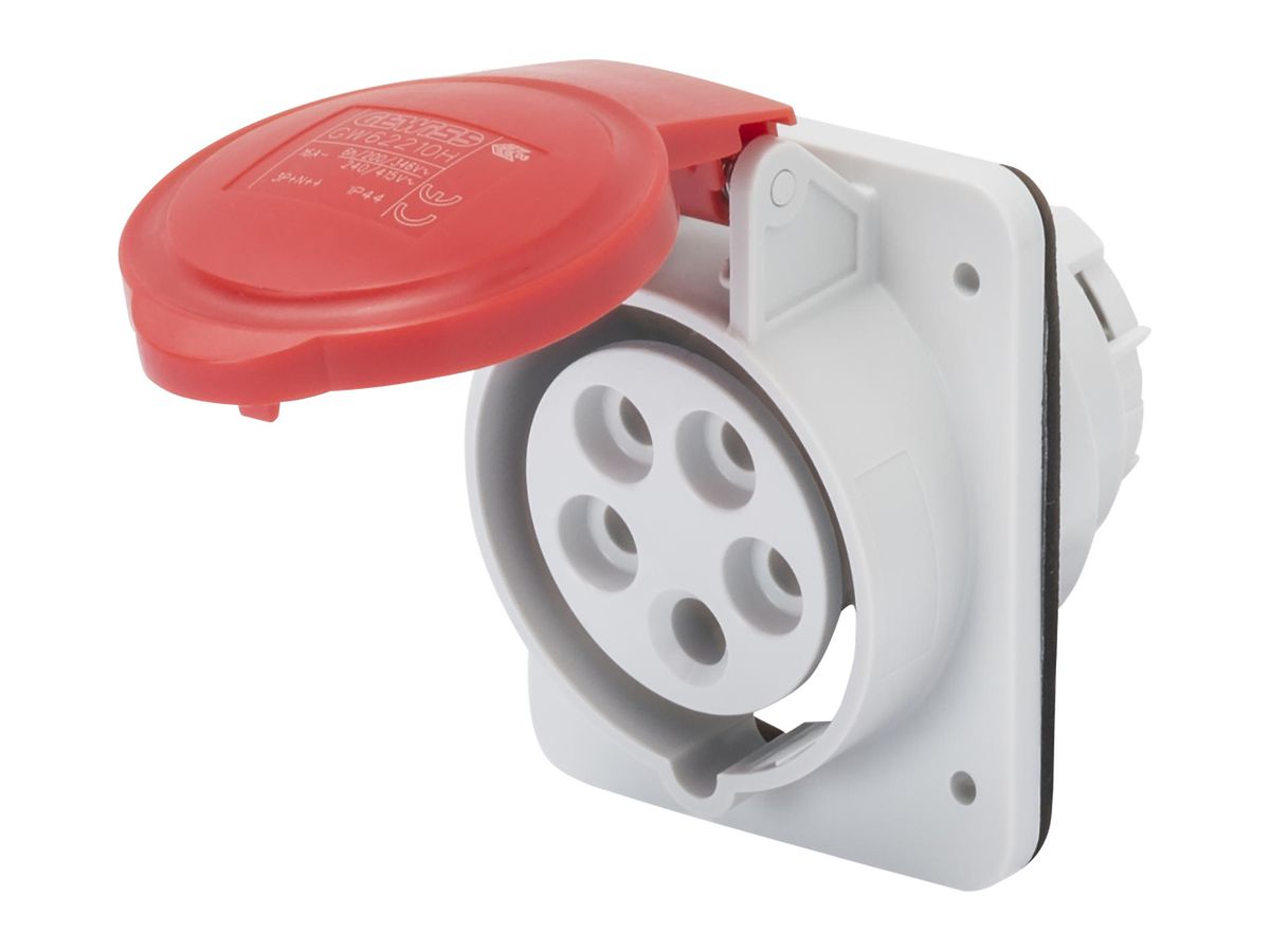 EB-Steckdose CEE GEWISS 16A IP44 5P 6h 415V Schraubklemmen 85×75mm rot