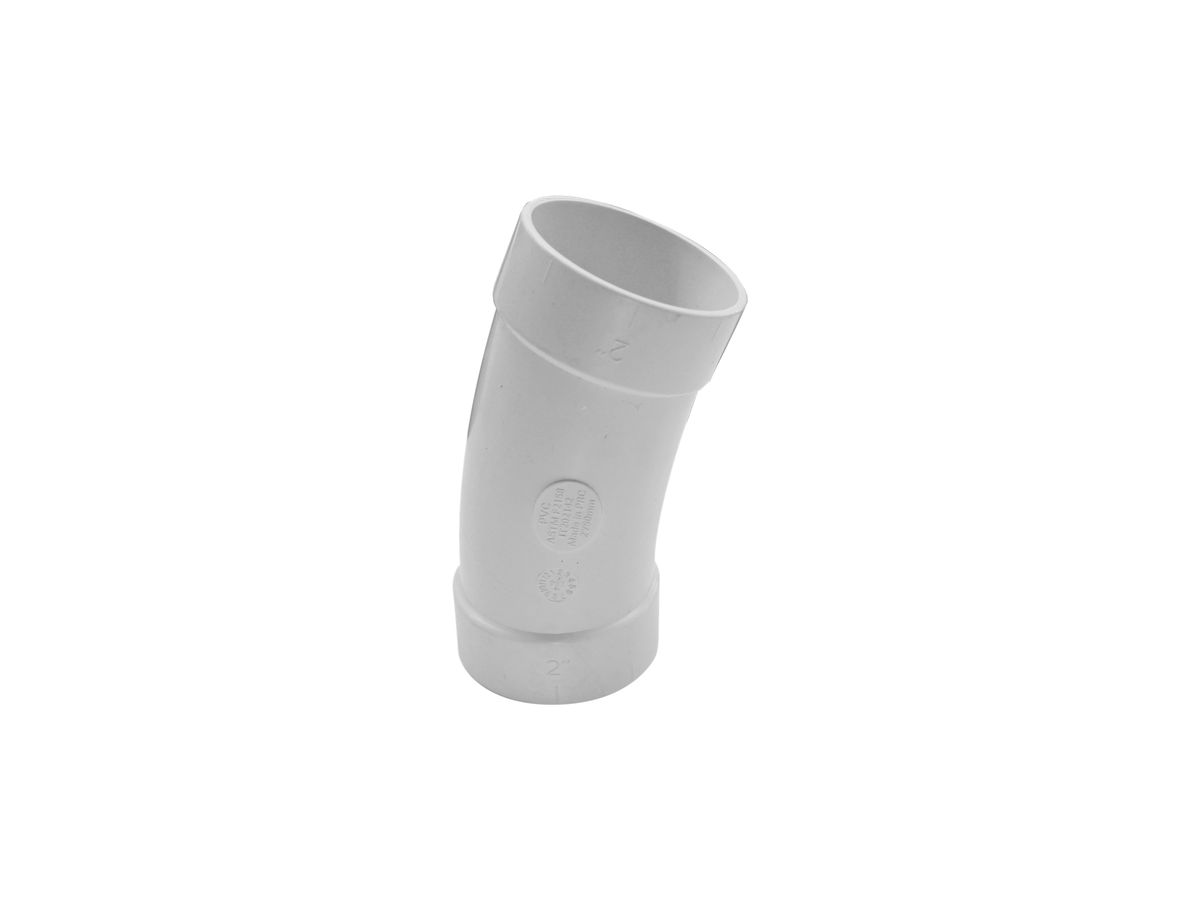 Bogen 22.5° Sistem Air aus PVC AA Ø58 (2”) weiss