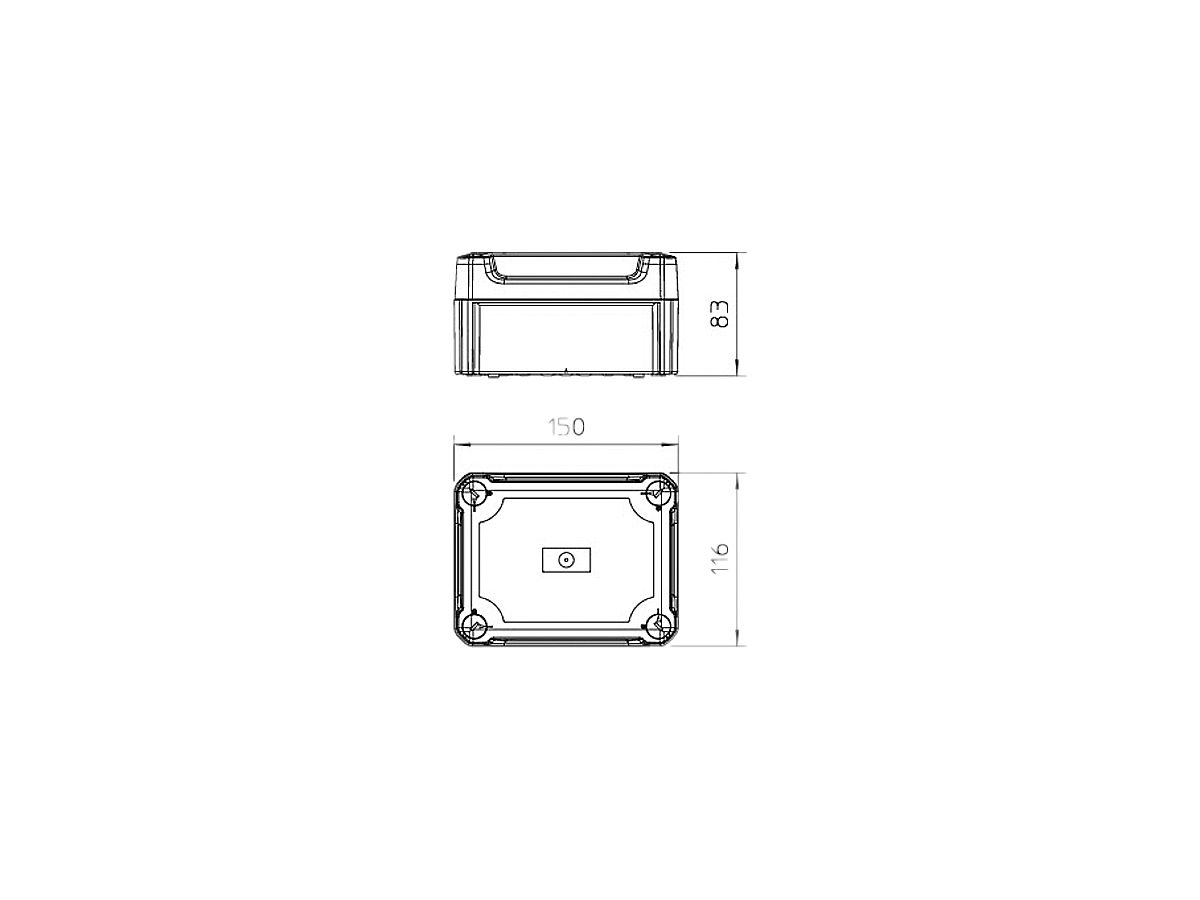 Kabelabzweigkasten Bettermann geschl. 150×116×83mm mit Deckel transparent