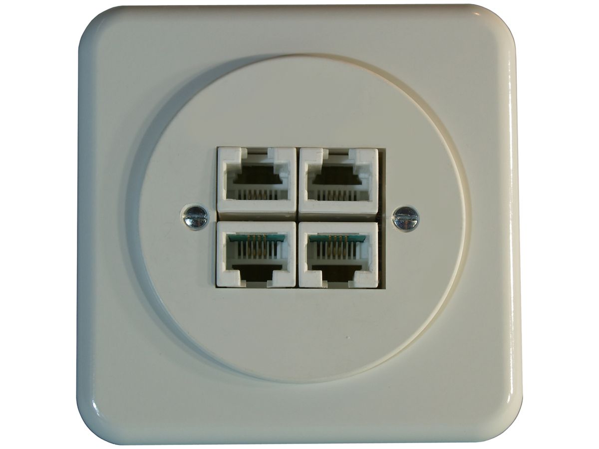 UP-Anschlussdose St.4×RJ45 weiss