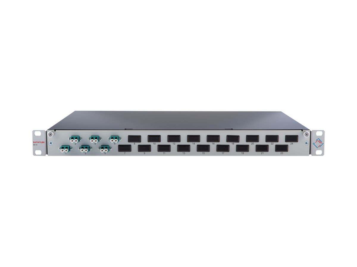 Spleissbox 19" Dätwyler 1HE 6×LCD/PC 12×FP 2m, türkis