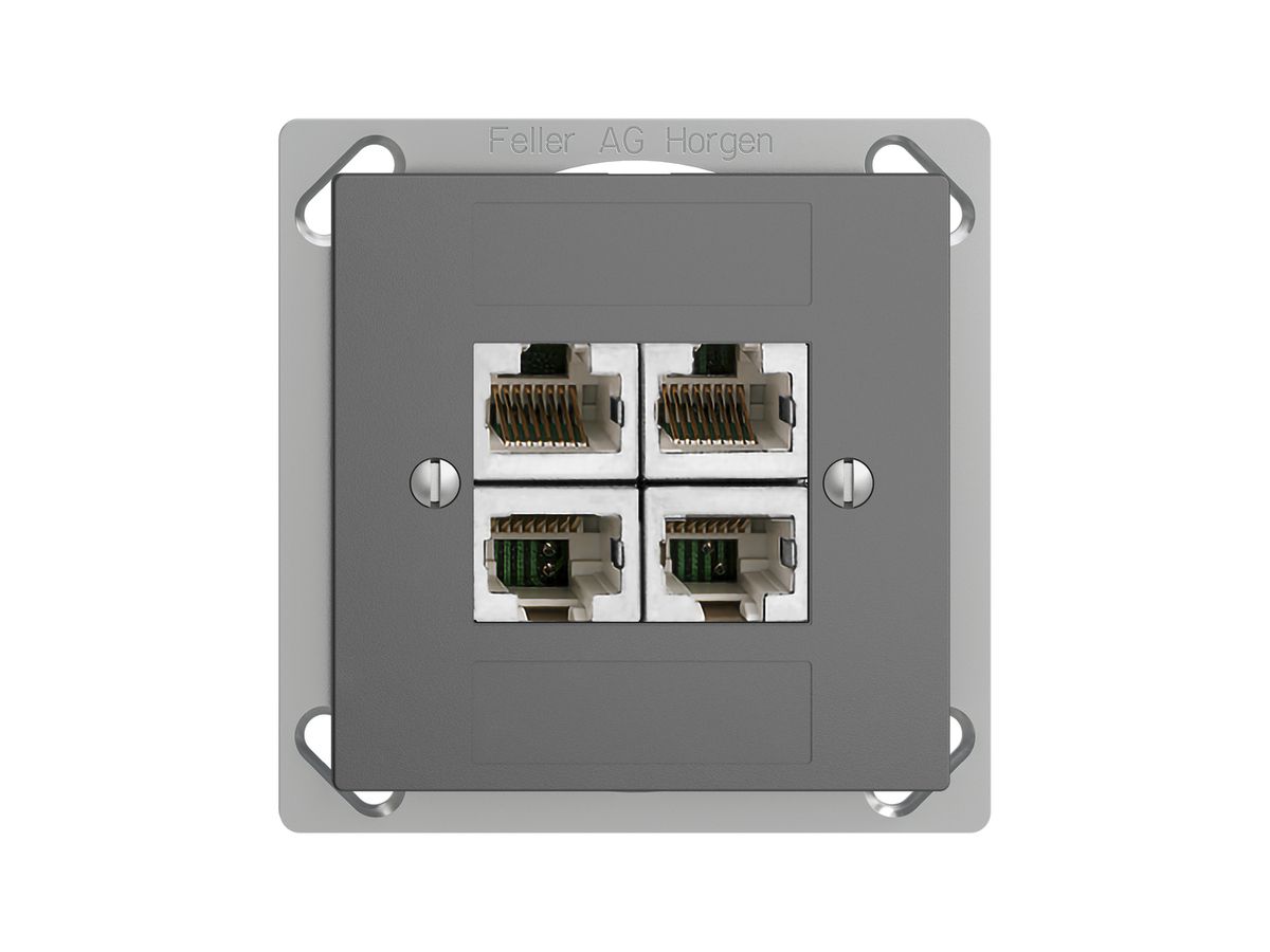 EB-Dose 4×RJ45/s 4P getr. EDIZIOdue dunkelgrau ITplus