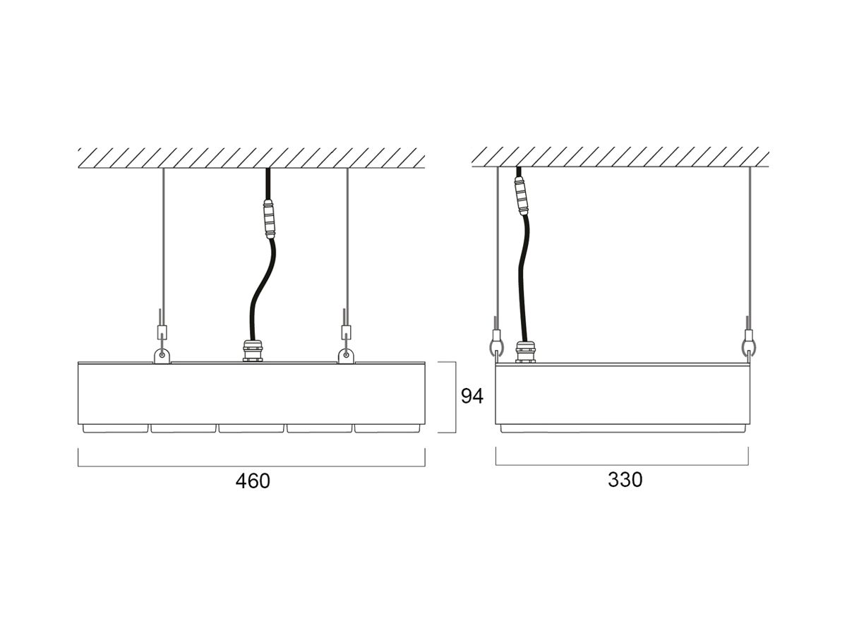 LED-Hallenstrahler Sylvania KubiXx AISLE 140W 24900lm 840 IP65 DALI 330×460