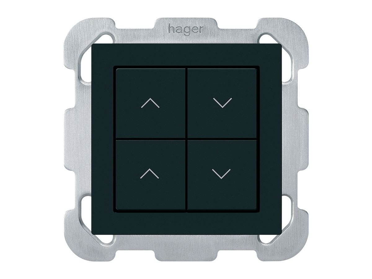 UP-KNX-Storentaster Hager BA kallysto B 4-fach 77×77mm schwarz