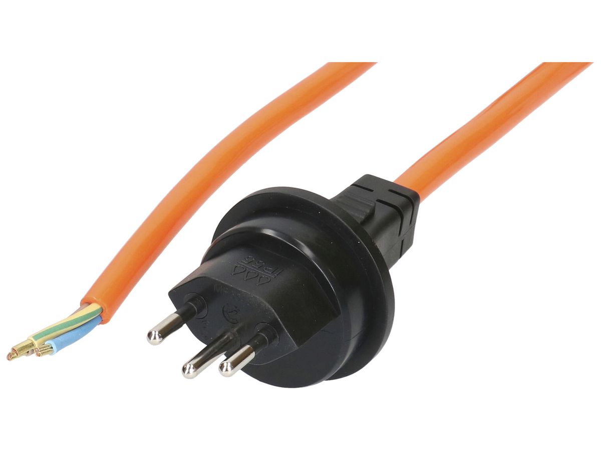 Anschlusskabel MH 3×1.5mm² 5m PUR Stecker T13 angespritzt orange