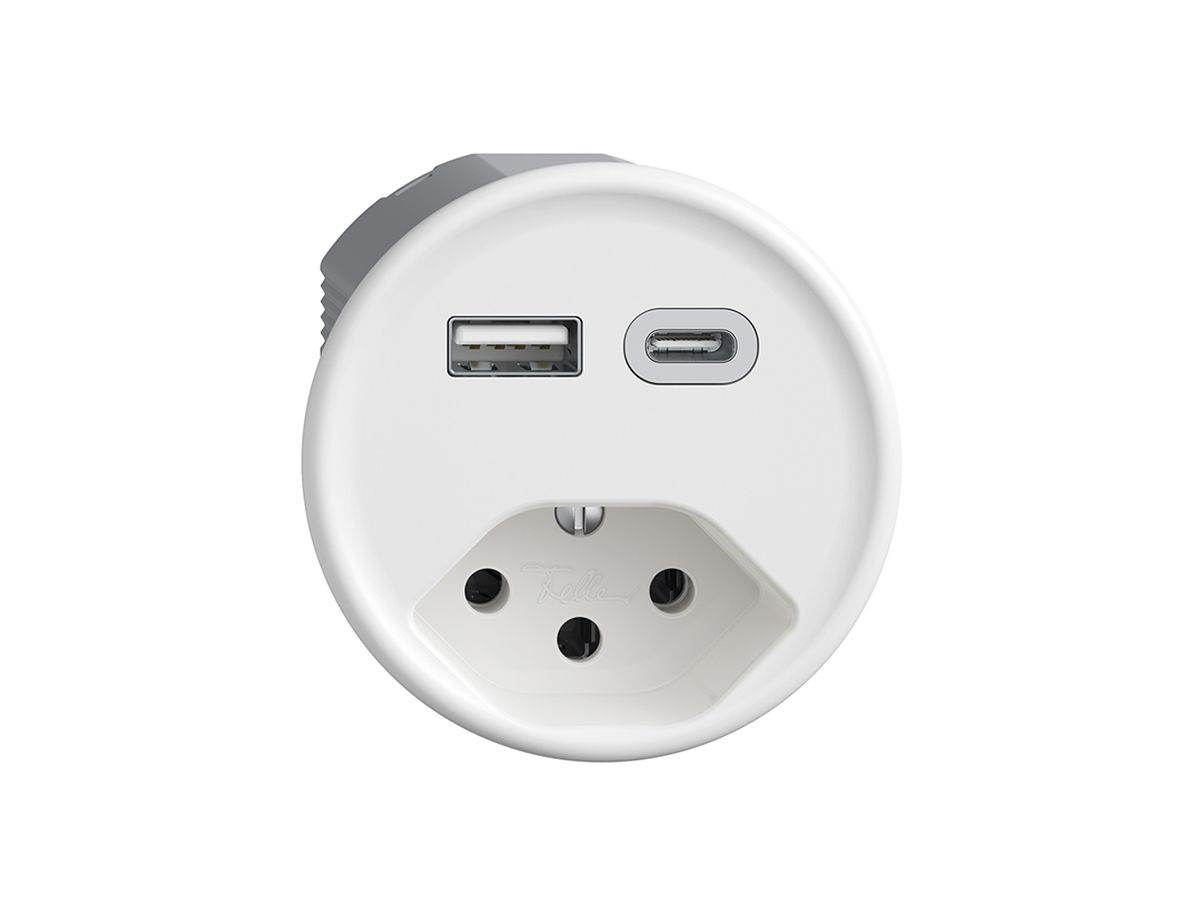 Steckdose USB Typ A+C + Typ 13 Feller STANDARDdue Q 230V 3000mA weiss