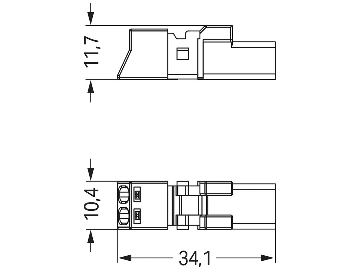 Stecker WAGO 2L 0.25…1.5mm² grau Codierung B 16A 250V ohne Zugentlastungsgehäuse
