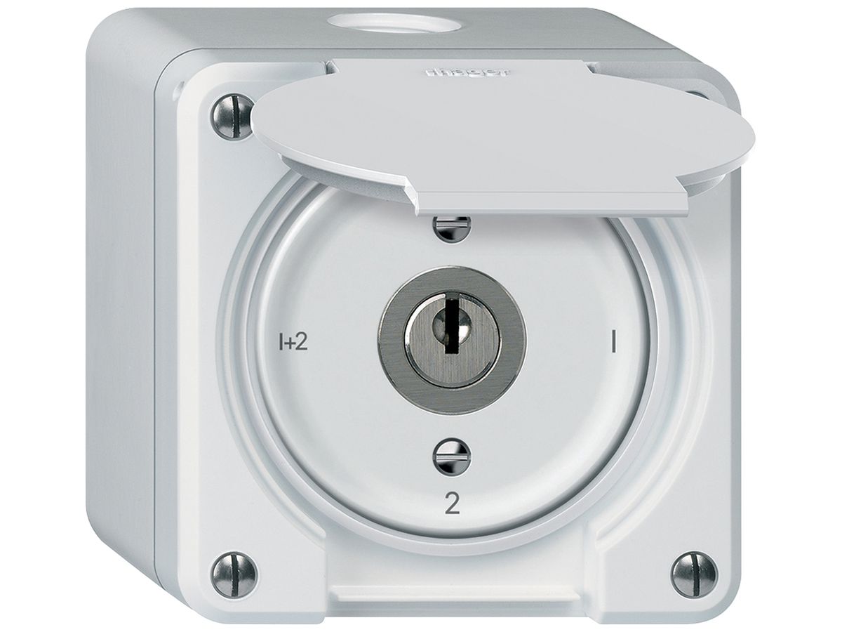 AP-Schlüsselschalter robusto Serienschalter 16A 250V 86×86mm weiss