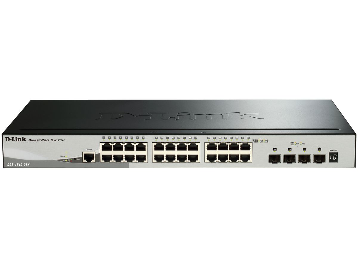 Switch D-LINK DGS-1510-28X/E, 28-Port smart managed Layer2/3 Gigabit