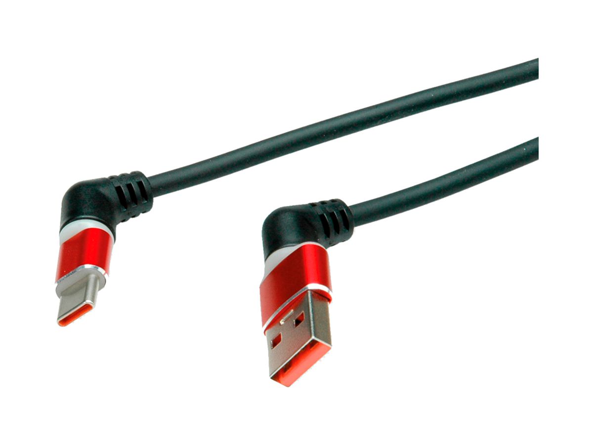 USB-Kabel ROLINE USB-A/USB-C 480Mbit/s 60W 360° schwarz 1m