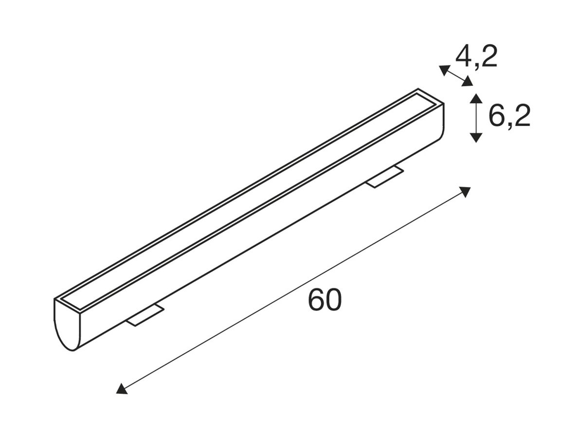 LED-Lichtleiste SLV GALEN 60 18W 1570lm 3000/4000K 120° IP65 anthrazit