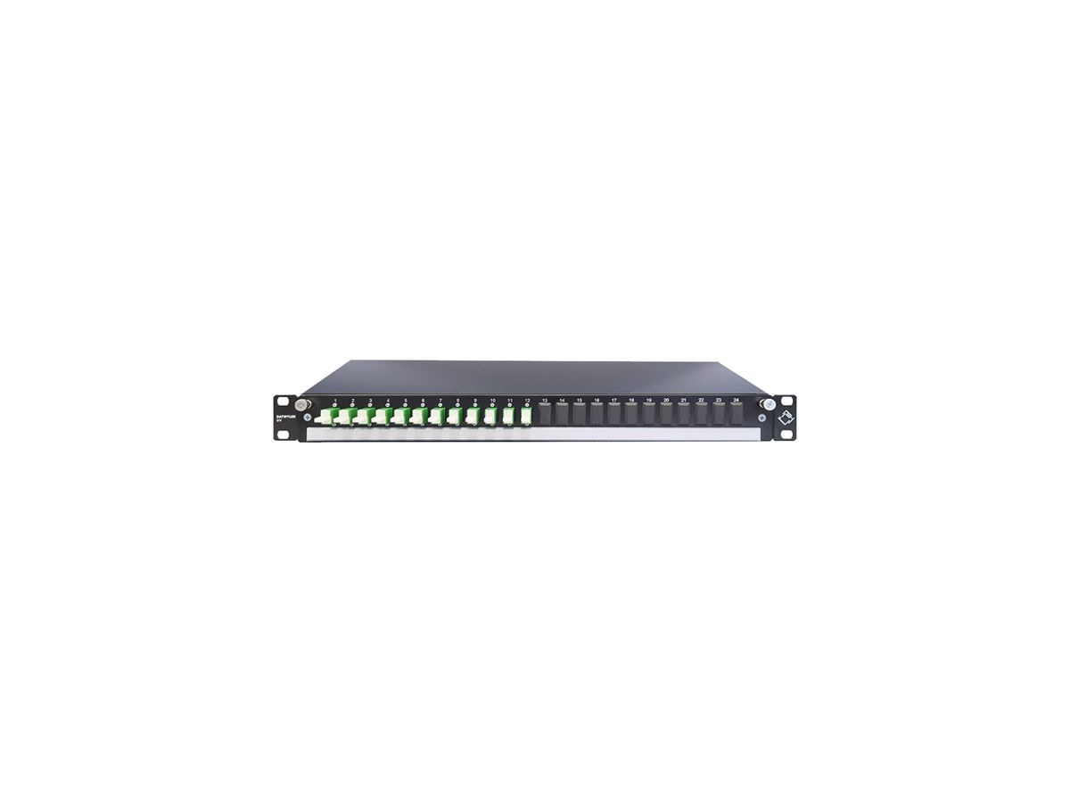 Breakoutbox 19" Dätwyler OV-SV 12×LSH/APC grün OS2 versetzt 1HE schwarz