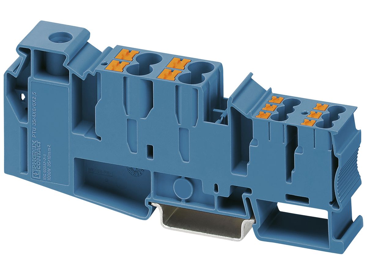 Potenzialverteiler-Reihenklemme PX PTU 35 BU 35mm²105A 1000V 11×1 TH35 bl