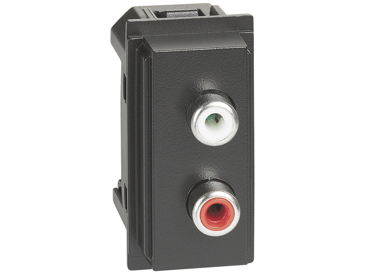 Audio-Anschlussdose Living Now 2×RCA rot/weiss 1 Modul schwarz