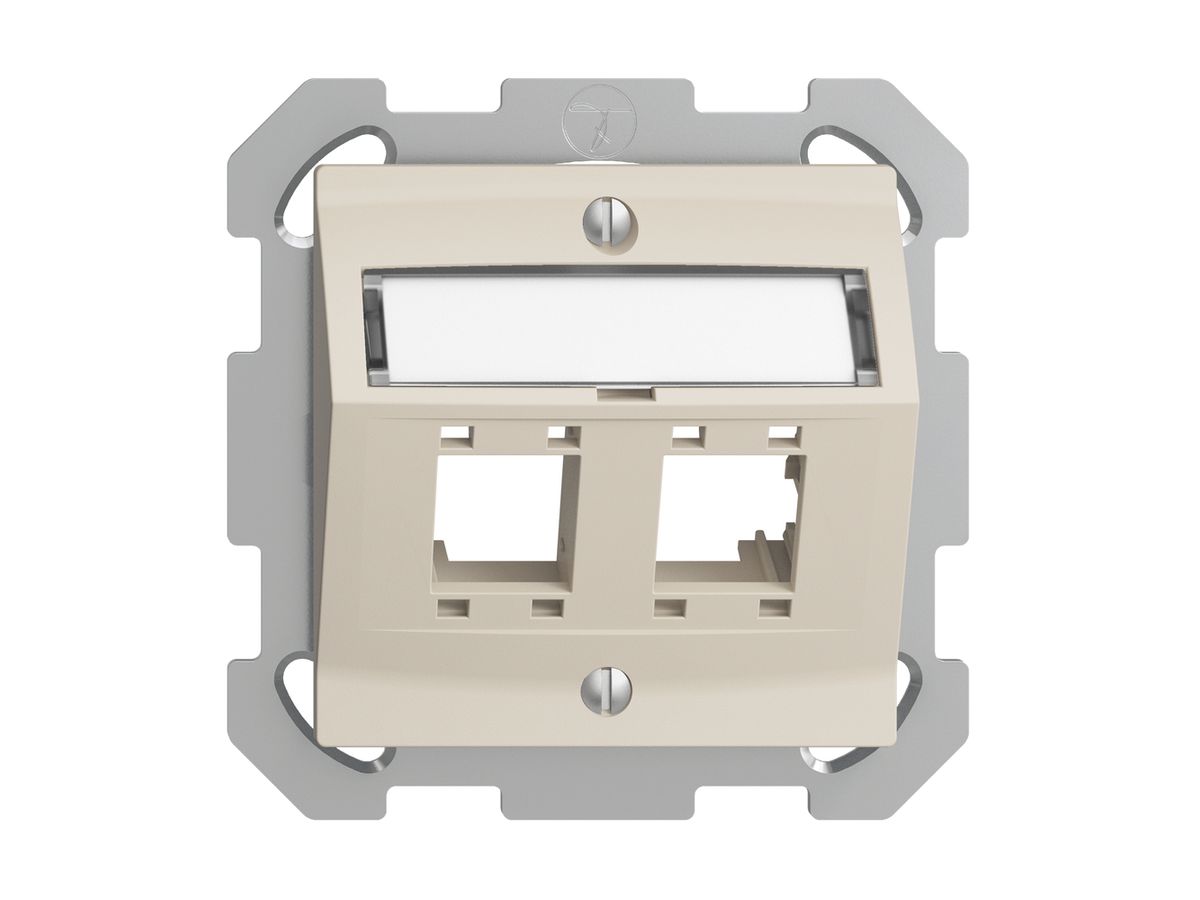 UP-Montageset EDIZIOdue, mit Schrägauslasshaube, für 2×RJ45, crema