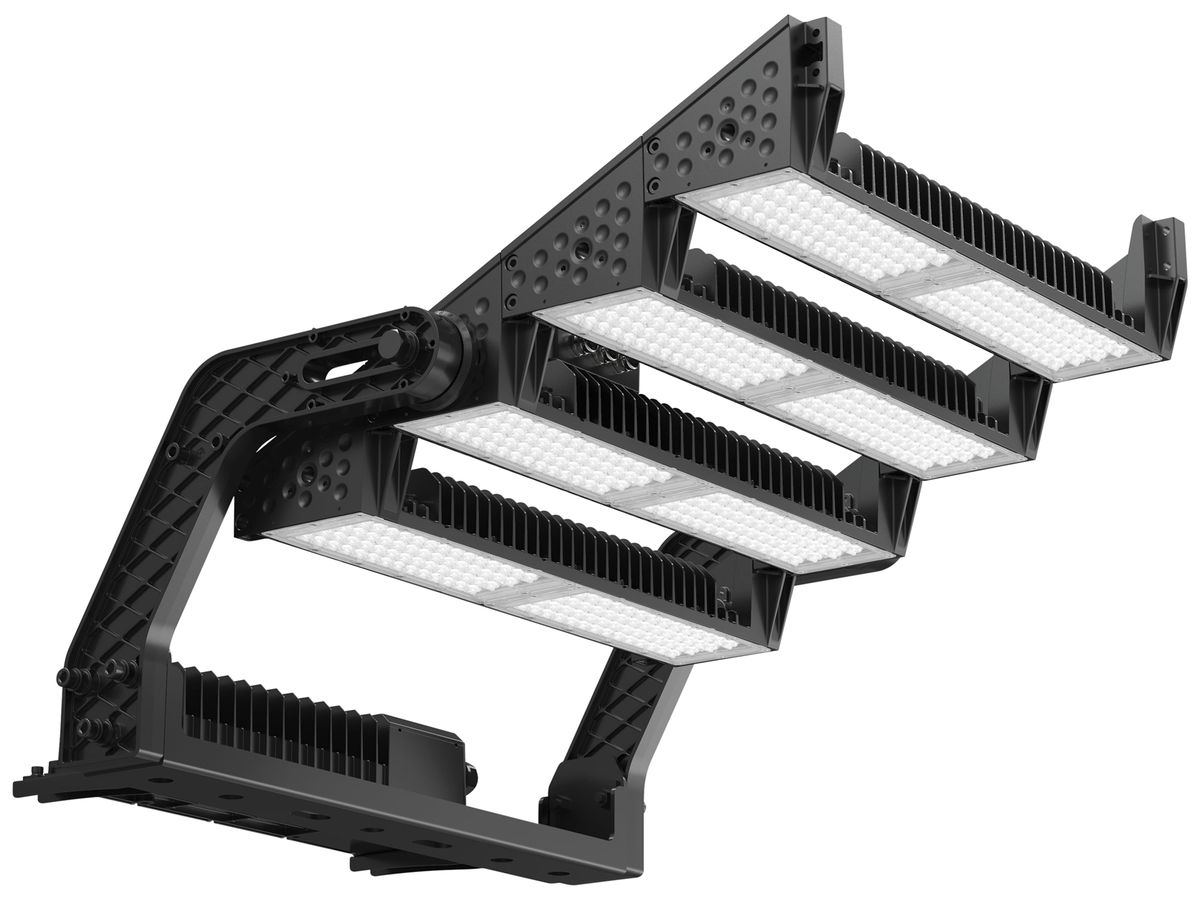 LED-Strahler DOTLUX HLFsport 1600W 190200lm 3000K IP66 80×12° DALI schwarz