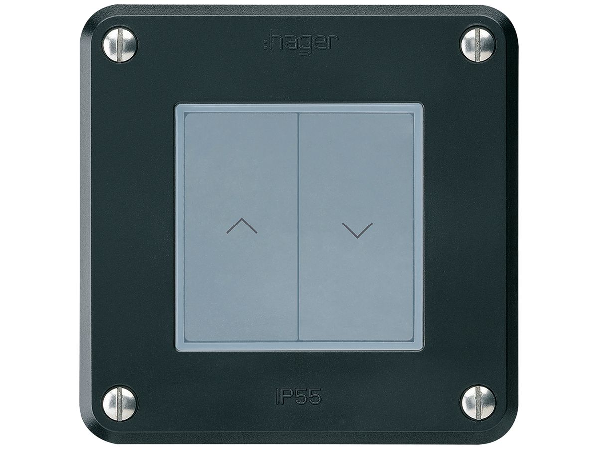 KNX-Storentaster Hager BA robusto A 2-fach 86×86mm schwarz