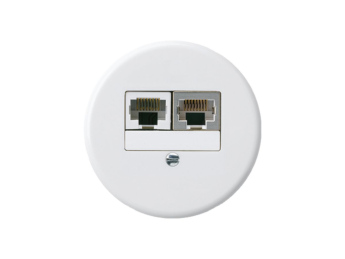 Einsatz zu UP-Dose basico 2×RJ45s+u getrennt weiss