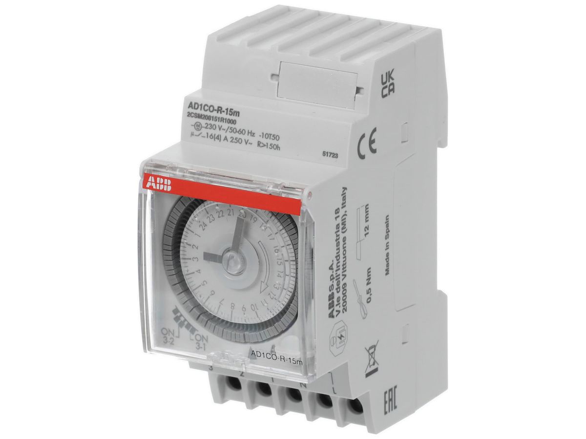 REG-Schaltuhr analog ABB AD1CO-R-15m 230VAC 16A 1-Kan 15Min