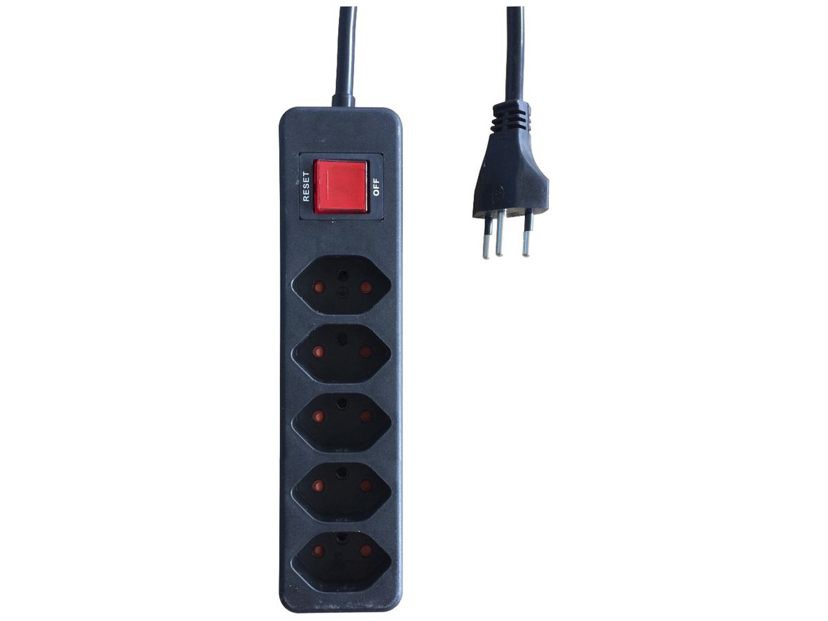 Mehrfachsteckdose mit Schalter ELBROLINE 5×T13 2m schwarz