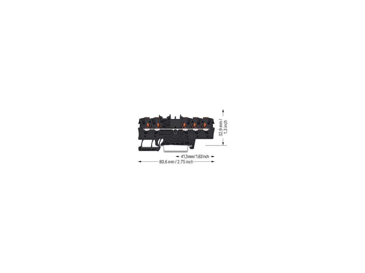 Durchgangs-Reihenklemme WAGO TOPJOB S 1.5mm² 24A Push-in 5×1 TH35 schwarz