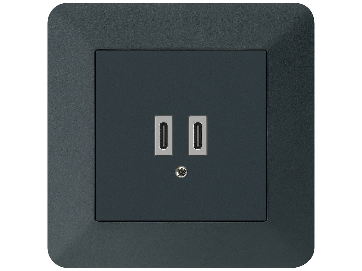 UP-USB-Ladesteckdose Hager kallysto.trend C-C 20W 5V 94×94mm schwarz