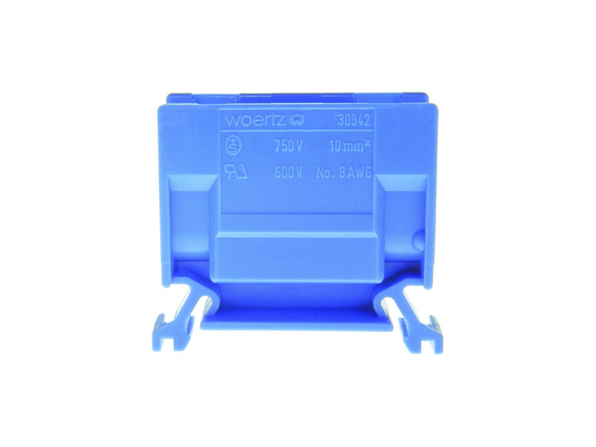 Abzweigklemme Woertz 4…10mm² 57A 750V Schraubanschluss 2×1 TH35 blau