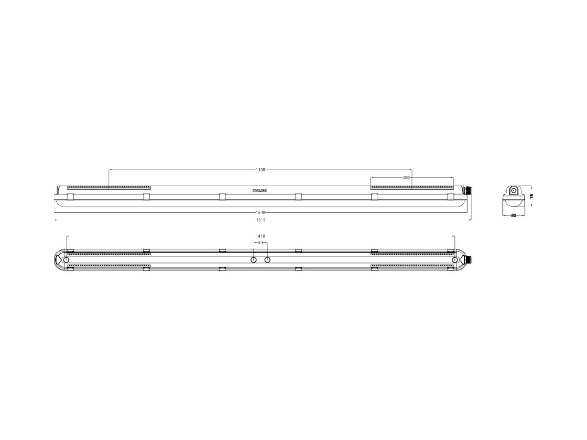 LED-Feuchtraumleuchte CoreLine WT120C 21.5W 3400lm 4000K IP66 1515mm grau