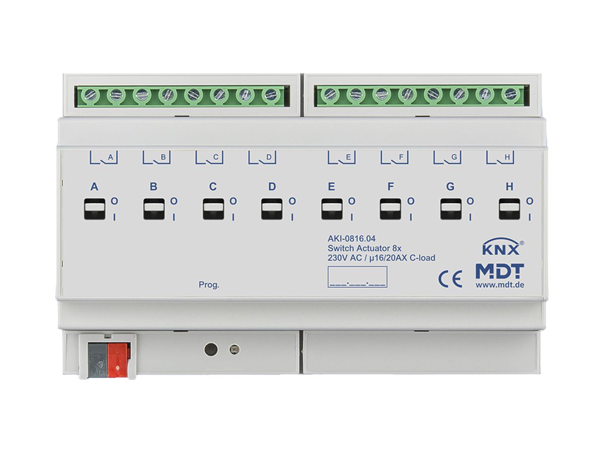 REG-Schaltaktor KNX MDT AKI-0816.04 8-Kan 16A 230VAC 8TE